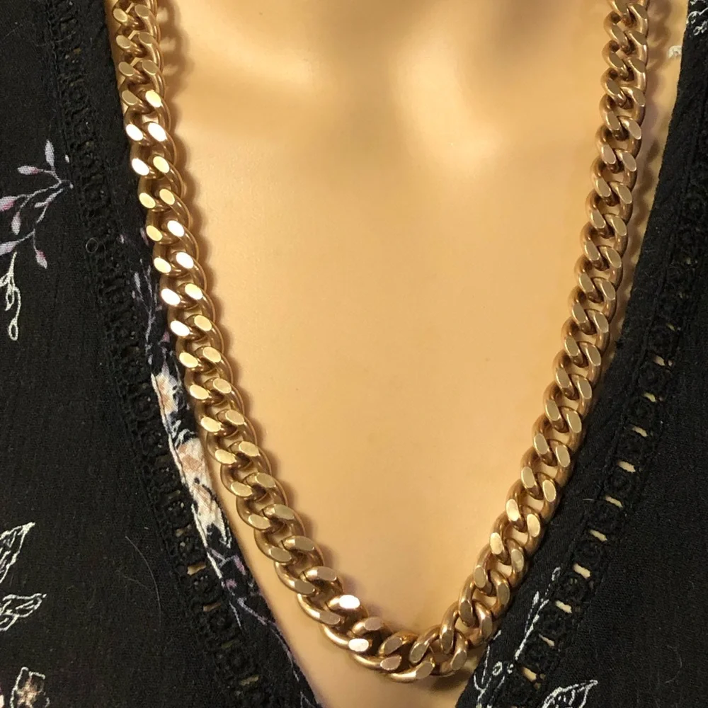 ♥️♥️♥️Vintage 333 8K Yellow Gold Filled Chunky Curb Chain Necklace 24” length - Picture 13 of 13